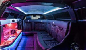 Inside of a limousine at santa rosa limo, this is a stretch limousine