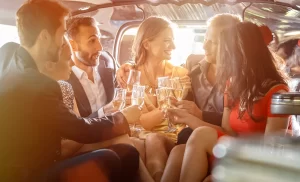Fun in a limousine for the last big party, bachelor or bachelorette party, and champaign, or is that sparkling cider?